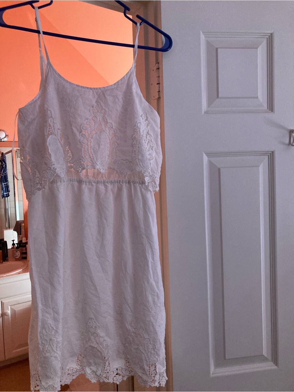 Flying Tomato White Lace-Trim Slip Dress